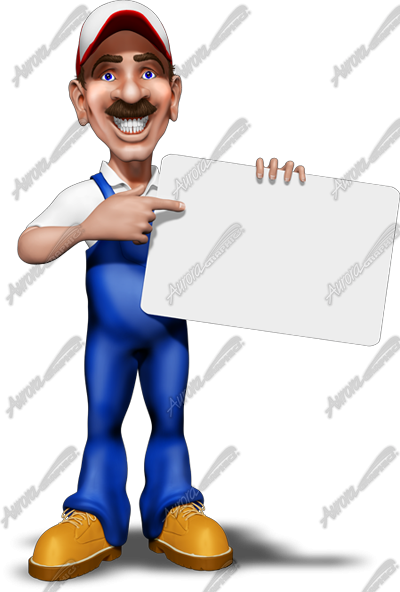 Plumberman Holding Sign Blank Vehicle Wrap Design — Large Scale Artwork for Wide Format Printing | Categories: PIK6 Everyday, Commercial, Industry