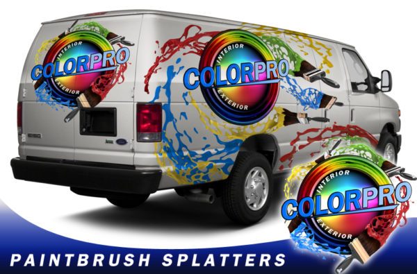 Paint Brush Splatters Vehicle Wrap Design — Large Scale Artwork for Wide Format Printing | Categories: Commercial, Industry
