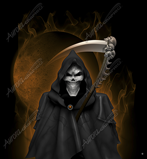 Grim Reaper With Background 3 Vehicle Wrap Design — Large Scale Artwork for Wide Format Printing | Categories: Skulls