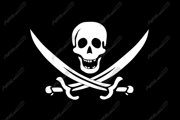 Pirate Flag Flat Vehicle Wrap Design — Large Scale Artwork for Wide Format Printing | Categories: Flags