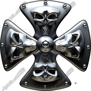 Maltese Cross Skull Vehicle Wrap Design — Large Scale Artwork for Wide Format Printing | Categories: PIK6 Everyday, Skulls
