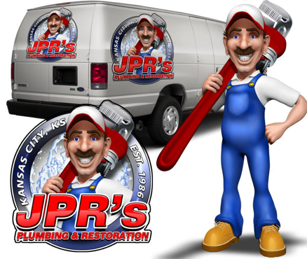 Plumberman Holding Wrench Vehicle Wrap Design — Large Scale Artwork for Wide Format Printing | Categories: PIK6 Everyday, Commercial, Industry