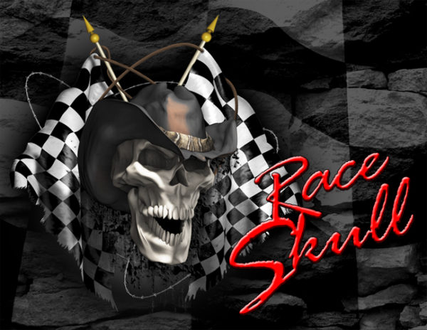 Race Skull Vehicle Wrap Design — Large Scale Artwork for Wide Format Printing | Categories: Graphics, PIK6 Everyday, Race Inspired, Skulls