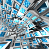 Geometrix, geometry, geometric, shapes, angles, sharp, 3D, 3 Dimensional, abstract, abstracts, squares, square, chrome, metallic, futuristic. High Resolution Design Graphics Image.