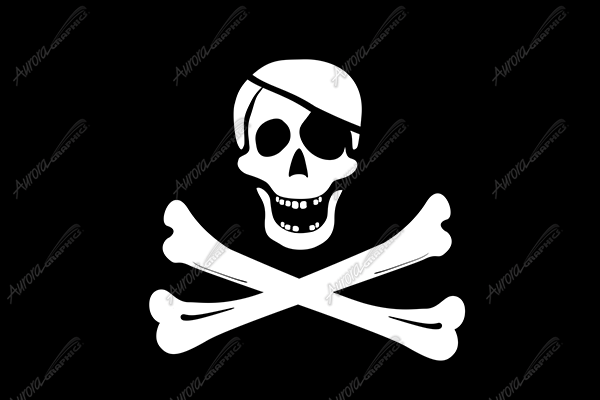 Pirate Flag Crossbones Eyepatch Flat Vehicle Wrap Design — Large Scale Artwork for Wide Format Printing | Categories: Flags