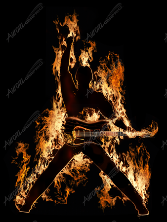 Flaming Rock Star Vehicle Wrap Design — Large Scale Artwork for Wide Format Printing | Categories: PIK6 Everyday, Flames