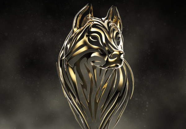 Gold Tribal Wolf Vehicle Wrap Design — Large Scale Artwork for Wide Format Printing | Categories: PIK6 Everyday, Nature