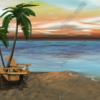 Beach Scene at Dusk Vehicle Wrap Design — Large Scale Artwork for Wide Format Printing | Categories: PIK6 Everyday, Nature
