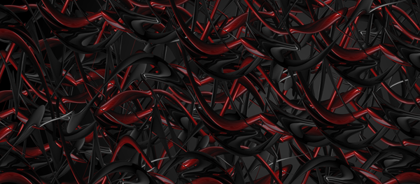 Gemini is a captivating abstract image featuring a chaotic and intricate webbing of arches and swoops. This design is dominated by deep black tones, which provide a powerful sense of depth and mystery. Scattered throughout are splashes of rich red that break through the darkness, offering striking highlights that catch the eye without overwhelming the composition. This balance of intensity and subtlety makes Gemini an ideal choice for projects that require a subdued background while still maintaining a strong visual impact. High Resolution Design Graphics Image.