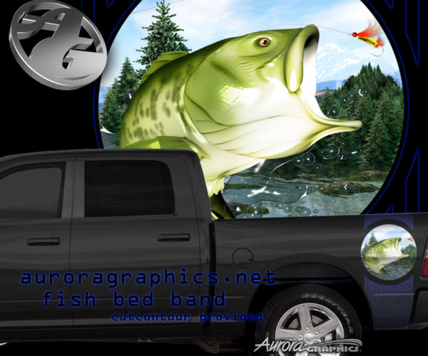 Fish Bed Band Vehicle Wrap Design — Large Scale Artwork for Wide Format Printing | Categories: PIK6 Everyday, Fishing