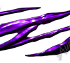 Jagged presents an aggressive, slashing design composed of multiple sharp-edged forms layered in a flowing horizontal arrangement. The design mimics torn metal or clawed surfaces, with each element featuring a jagged edge and dynamic tapering that adds a sense of violence and motion.