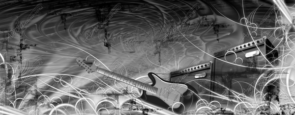 Revolution is a bold and dynamic abstract image that captures the raw energy and spirit of rock music. With its swirling patterns and chaotic forms, Revolution projects the feeling of amplified sound waves pulsing through a gritty soundscape. The composition features iconic musical elements like electric guitars and amplifiers, grounding the visual chaos in the unmistakable essence of a live performance.