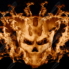 Demonic Skull in Flames Vehicle Wrap Design — Large Scale Artwork for Wide Format Printing | Categories: PIK6 Everyday, Skulls