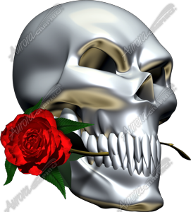 Skull with Rose Vehicle Wrap Design — Large Scale Artwork for Wide Format Printing | Categories: PIK6 Everyday, Skulls