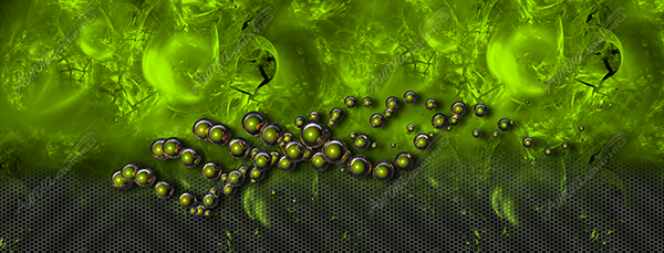 Pollution is a compelling abstract image that blends industrial textures with fluid, reflective elements for a visually intense composition. The upper section of Pollution features a grungy, distressed background that suggests decay and raw energy. This texture gradually fades into a clean, structured metal honeycomb pattern at the bottom, adding layered contrast and depth. The seamless transition in this design from rough to refined makes it an ideal choice for projects requiring an edgy and impactful design.