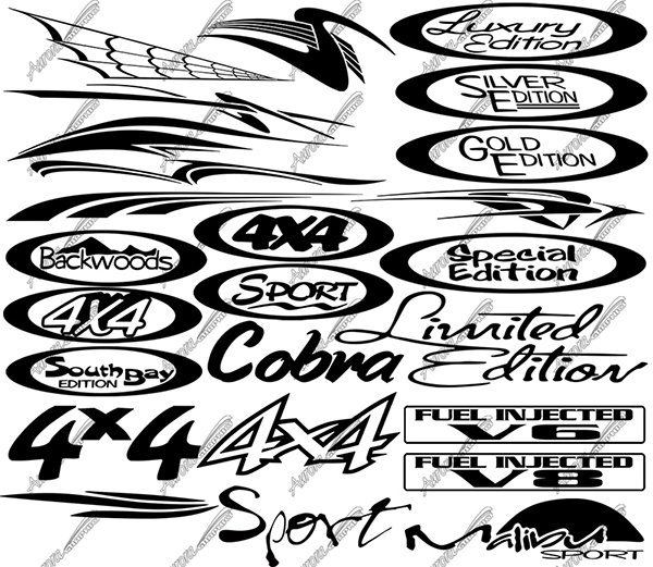 Millennium Vector Pack 12 Perfect Vector Cut Files Easily Customizable With Print Effects Vinyl Cut Graphics Cut Vinyl Graphics Abstract Racing Race Car Cobra Gold Edition 4X4 Limited Edition Special Edition Silver Edition Backwoods South Bay Edition Malibu Sport Fuel Injected V6 V8 Paint Mask Sports Logo Design Elements CutContour Graphics Cut Contour
