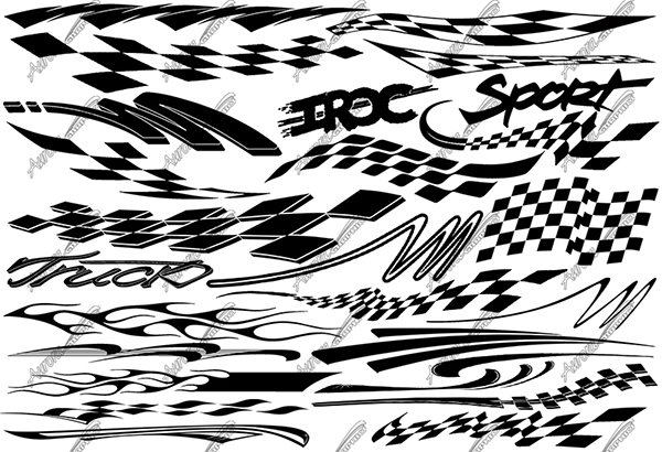 Millennium Vector Pack 18 Perfect Vector Cut Files Easily Customizable With Print Effects Vinyl Cut Graphics Cut Vinyl Graphics Abstract Racing Race Car Checkered Flag IROC Camaro Sport Truck Paint Mask Sports Logo Design Elements CutContour Graphics Cut Contour