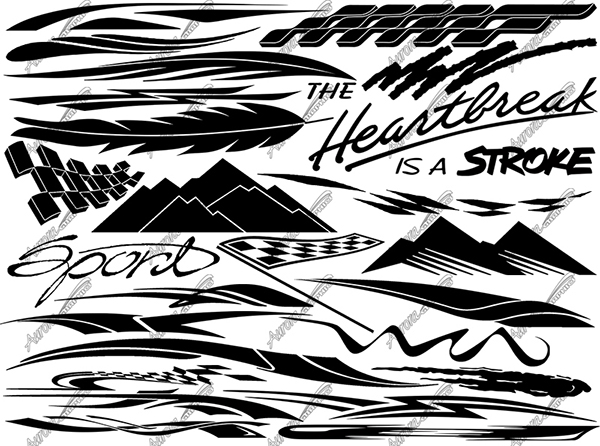 Millennium Vector Pack 19 Perfect Vector Cut Files Easily Customizable With Print Effects Vinyl Cut Graphics Cut Vinyl Graphics Abstract Racing Race Car Ford The Heartbreak Is A Stroke Checkered Flag Mountains Sport Paint Mask Sports Logo Design Elements CutContour Graphics Cut Contour