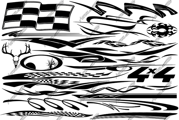 Millennium Vector Pack 23 Perfect Vector Cut Files Easily Customizable With Print Effects Vinyl Cut Graphics Cut Vinyl Graphics Abstract Racing Race Car 4X4 Buck Skull Deer Skull Checkered Flag Paint Mask Design Elements CutContour Graphics Cut Contour