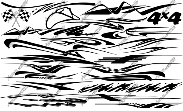Millennium Vector Pack 24 Perfect Vector Cut Files Easily Customizable With Print Effects Vinyl Cut Graphics Cut Vinyl Graphics Abstract Racing Race Car 4X4 Checkered Flags Paint Mask Design Elements CutContour Graphics Cut Contour
