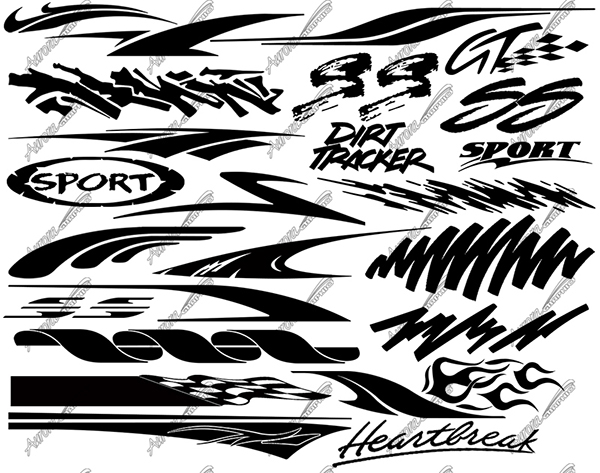 Millennium Vector Pack 2 Perfect Vector Cut Files Easily Customizable With Print Effects Vinyl Cut Graphics Cut Vinyl Graphics Abstract Racing Race Car Paint Mask SS GT Dirt Tracker Heartbreak Flame Flames Sport Sports Logo Design Elements CutContour Graphics Cut Contour