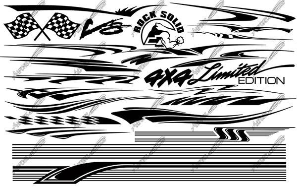 Millennium Vector Pack 5 Perfect Vector Cut Files Easily Customizable With Print Effects Vinyl Cut Graphics Cut Vinyl Graphics Abstract Racing Race Car Limited Edition V8 Rock Solid Checkered Flag Paint Mask Sport Sports Logo Design Elements CutContour Graphics Cut Contour
