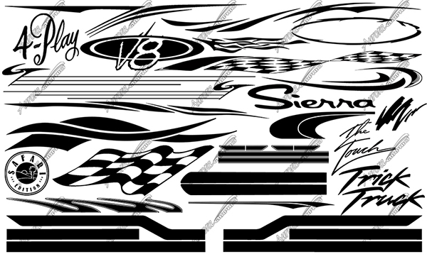 Millennium Vector Pack 7 Perfect Vector Cut Files Easily Customizable With Print Effects Vinyl Cut Graphics Cut Vinyl Graphics Abstract Racing Race Car V8 Sierra The Touch Trick Truck Safari Edition 4-Play Checkered Flag Paint Mask Sports Logo Design Elements CutContour Graphics Cut Contour
