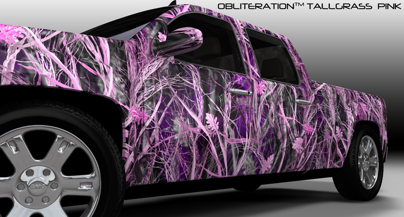 Bushwolf Obliteration Tallgrass Pink Camo Aurora Graphics Bushwolf line of camouflage patterns are meticulously design in a wide variety of field patterns, tactical patterns, Military patterns, pink patterns and lifestyle patterns. Each image is large enough to wrap the largest of vehicles and any other application! These images are perfect for concealment in any operating or hunting environment.