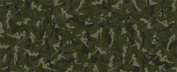 Green Trucker Camo is a standard traditional Camouflage Camo pattern with Trucker Chicks Stripper Naked Women Woman Silhouette Bushwolf