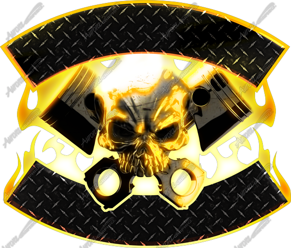 Skull and Pistons Sign Blanks, Flame, Flames, Flaming, Badge, Patch, Biker Jacket, Harley Davidson. CutContour Graphics Cut Contour Design