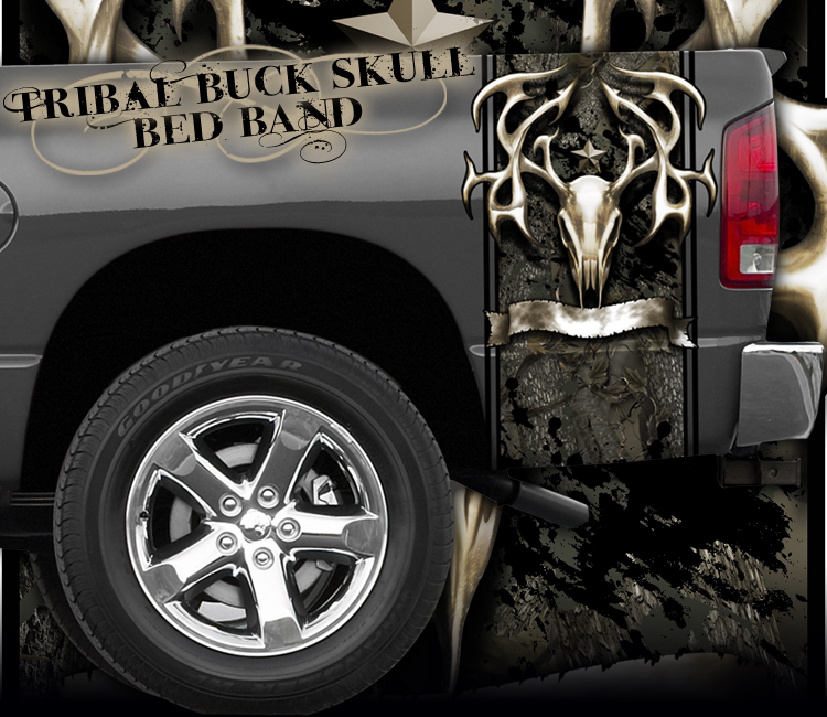 Tribal Buck Skull Bed Band Aurora Graphics makes the largest and highest resolution camouflage, camo patterns on the planet under the Bushwolf obliteration trademark. In direct competition with and Superior to companies like Kryptek, Realtree, Mossyoak, real, tree, mossy, oak. We offer many different designs such as lifestyle patterns, tactical patterns, hunting patterns, field patterns. Great for hunting any type of game such as pheasant, deer, turkey, quail, buck, Whitetail, elk, Caribou, moose, Pronghorn sheep, antelope. Forest, shooting, forest bed band. Partial wrap. CutContour Graphics Cut Contour Design Cut File Print/Cut Print Cut