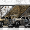 Bushwolf Camouflage Poster 3 - FREE Aurora Graphics has the largest camouflage patterns available on the market that are non repeating, and large enough to do any job. Our advertising posters showcase the quality and fit on various vehicles from a Dodge Ram to a Ford F-150 and even Chevy Silverado trucks. We have 4 patterns which are Snowstorm Camo, Grassland Camo, Oak Ambush Camo and Matte Black Digital Camo.