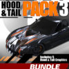 Hood & Tail Pack 3 includes everything you need to output these 5 stunning graphics in-house, including all color variations. This pack contains a total of 36 graphic files designed for excellent large scale print quality!
