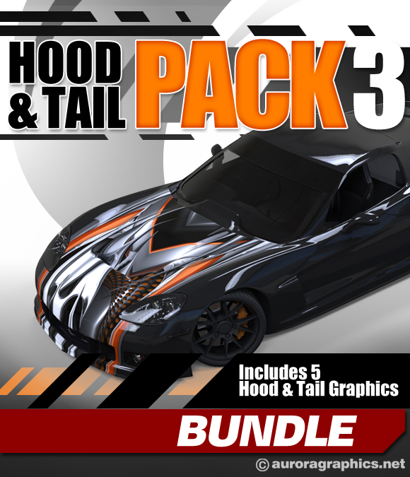 Hood & Tail Pack 3 includes everything you need to output these 5 stunning graphics in-house, including all color variations. This pack contains a total of 36 graphic files designed for excellent large scale print quality!