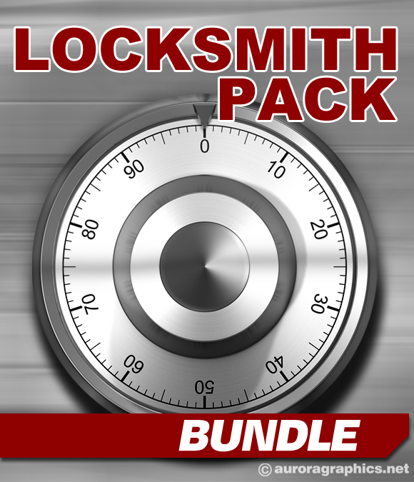 Locksmith Pack is a collection of huge high resolution images designed to get serious attention from potential customers. Each image is provided in transparent .tiff format for use as a design element in a wrap. Photoshop will recognize this file format but others may not. Check your program for compatibility.