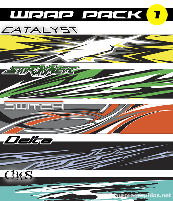 The Wrap Pack 1 includes 5 killer vector based vehicel wrap designs
