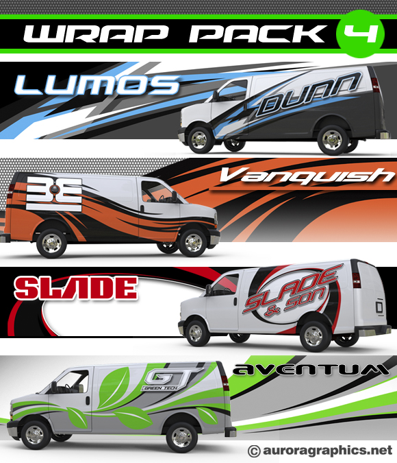 Wrap Pack 4 includes 4 killer vector based designs geared for clean wrap designs!