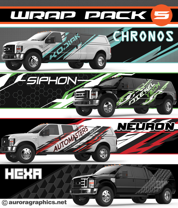 Wrap Pack 5 includes 4 killer vector based designs geared for clean wrap designs!