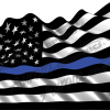 Waving American Flag Black Blue Stripe