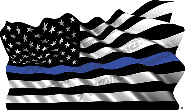 Waving American Flag Black Blue Stripe