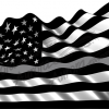Waving American Flag Black Gray Stripe