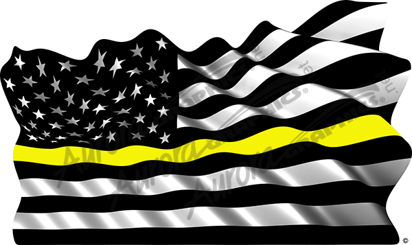 Waving American Flag Black Yellow Stripe