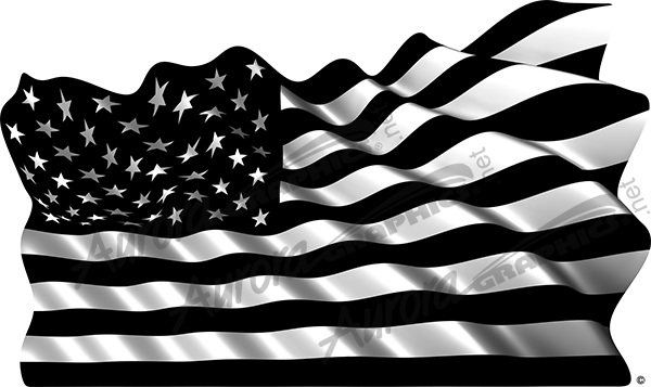 Waving American Flag Black