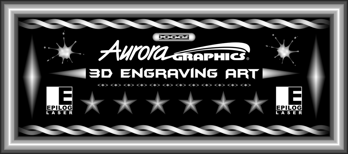 Aurora Graphics Engraving Pack, is designed for use with lasers and routers to create signage, carvings, molds for vacuum forming and epoxy pouring. Epilog laser. 3D engraving.