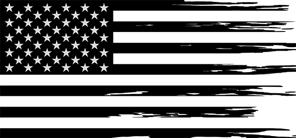 Ripped American Flag Black And White