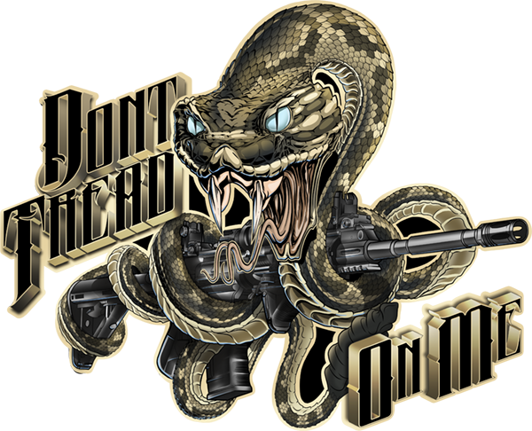 Dont Tread On Me 3 Gadsden Flag Rattlesnake snake strike banner graphic Revolutionary Army Patriotic image. Snake, AR-15, Rifle, Rattlesnake. CutContour Graphics Cut Contour Design Cut File Print/Cut Print Cut. High Resolution Design Graphics Image.