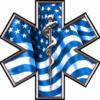 EMS Badge 4 features a single coiling serpent over the EMS star with an American flag background.
